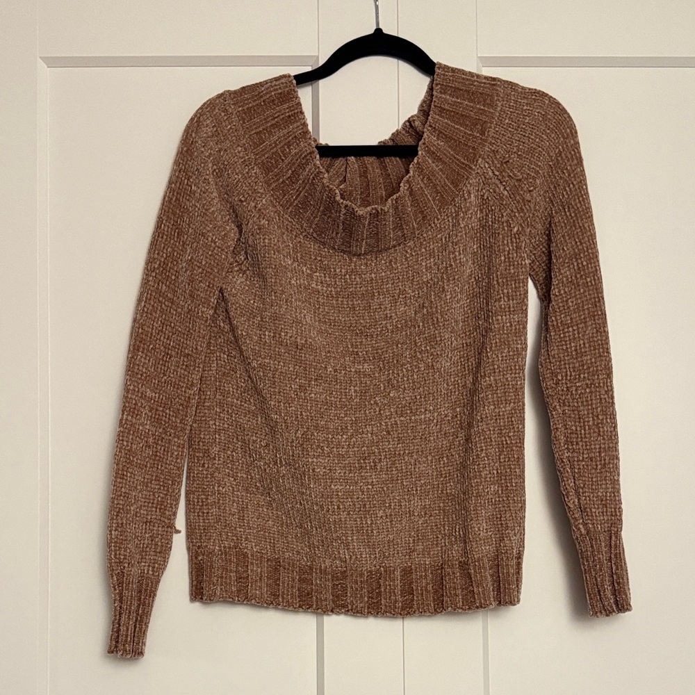 Brown American Rag Off the Shoulder Sweater